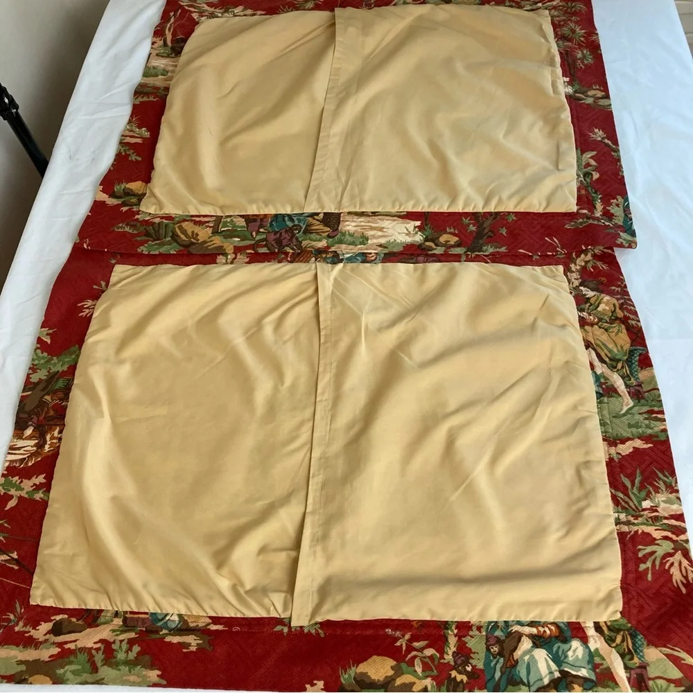 Custom Made Vintage Wesley Mancini Asian Toile Singerie fabric Pillow Shams - Picture 14 of 16